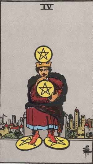 Four of Pentacles - Tarot card meanings - Tarot Card by Card