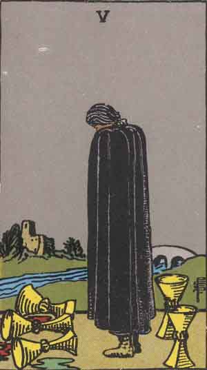 Which tarot card indicates grief? Five of Cups