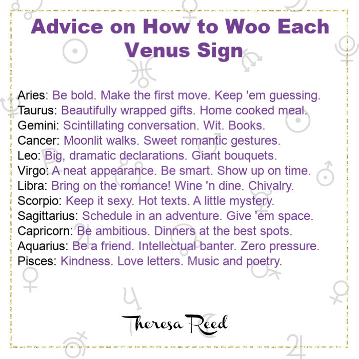 Advice on How to Woo Each Venus Sign