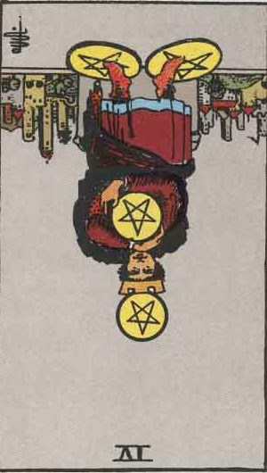 Which tarot cards indicate criminal activity? Four of Pentacles reversed 