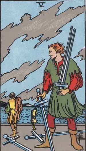 Which tarot cards indicate criminal activity? Five of Swords