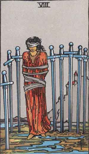 Which tarot cards indicate criminal activity? Eight of Swords